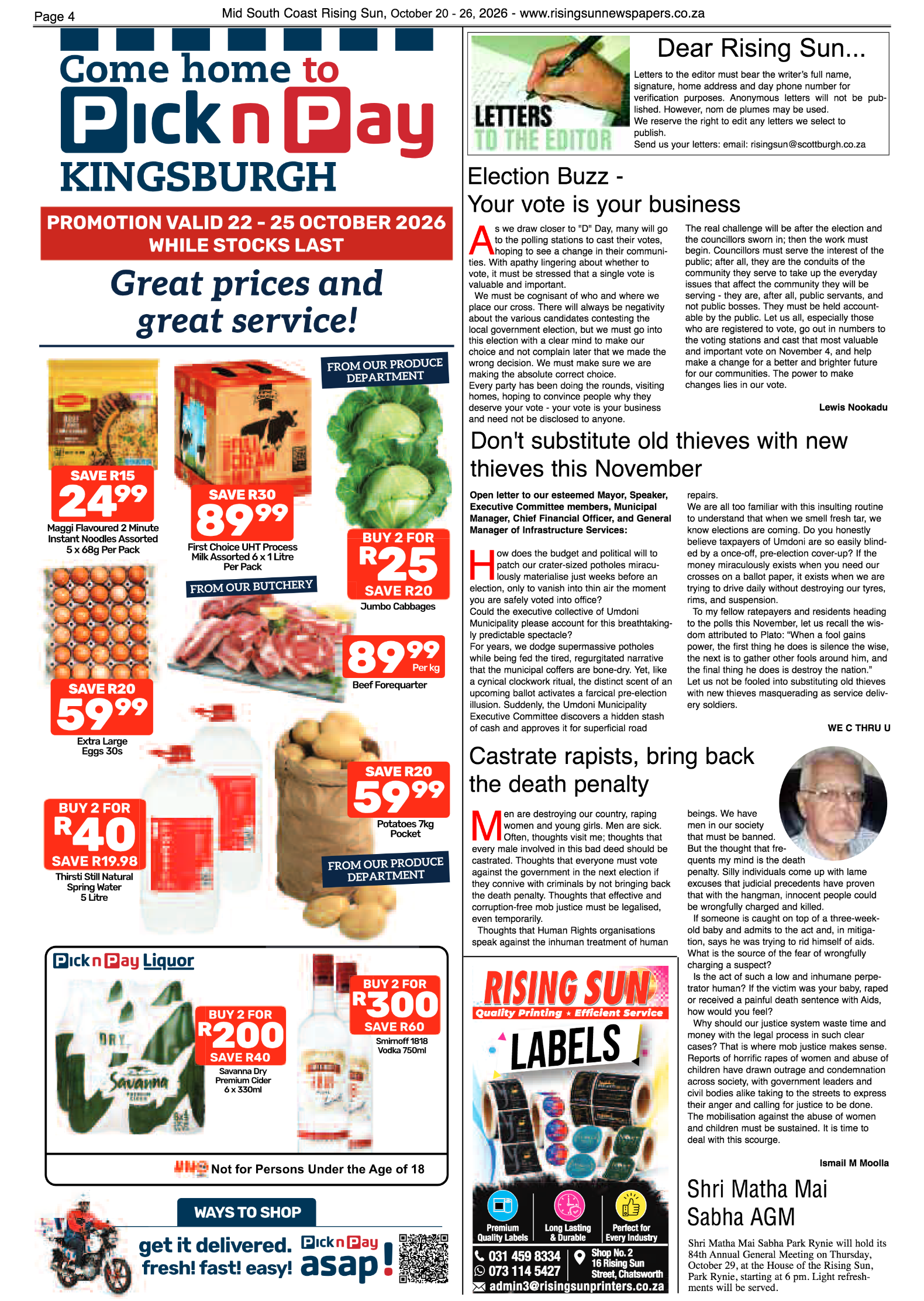 Mid South Coast Rising Sun E-Paper, October 20, 2026 | Rising Sun ...