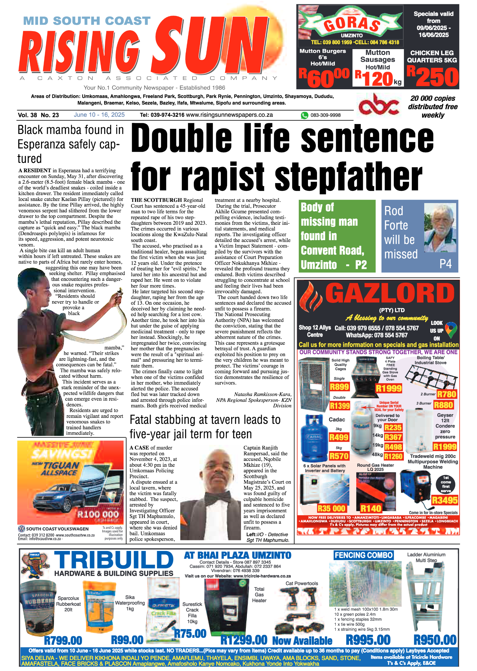 Mid South Coast Rising Sun E-Paper, June 10, 2025 page 1