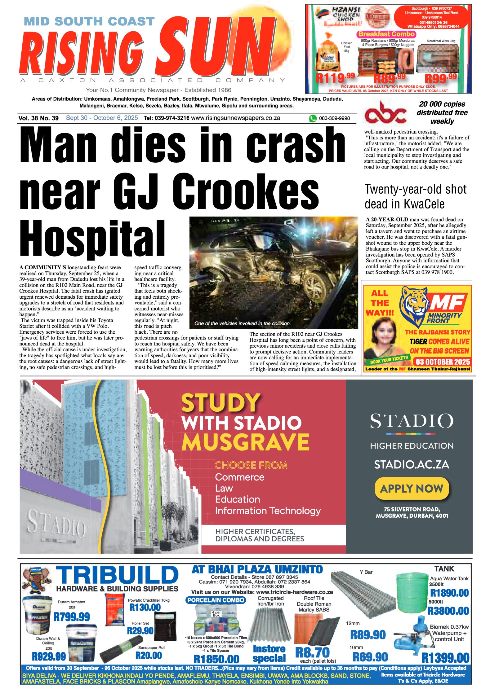 Mid South Coast Rising Sun E-Paper, September 30, 2025 page 1