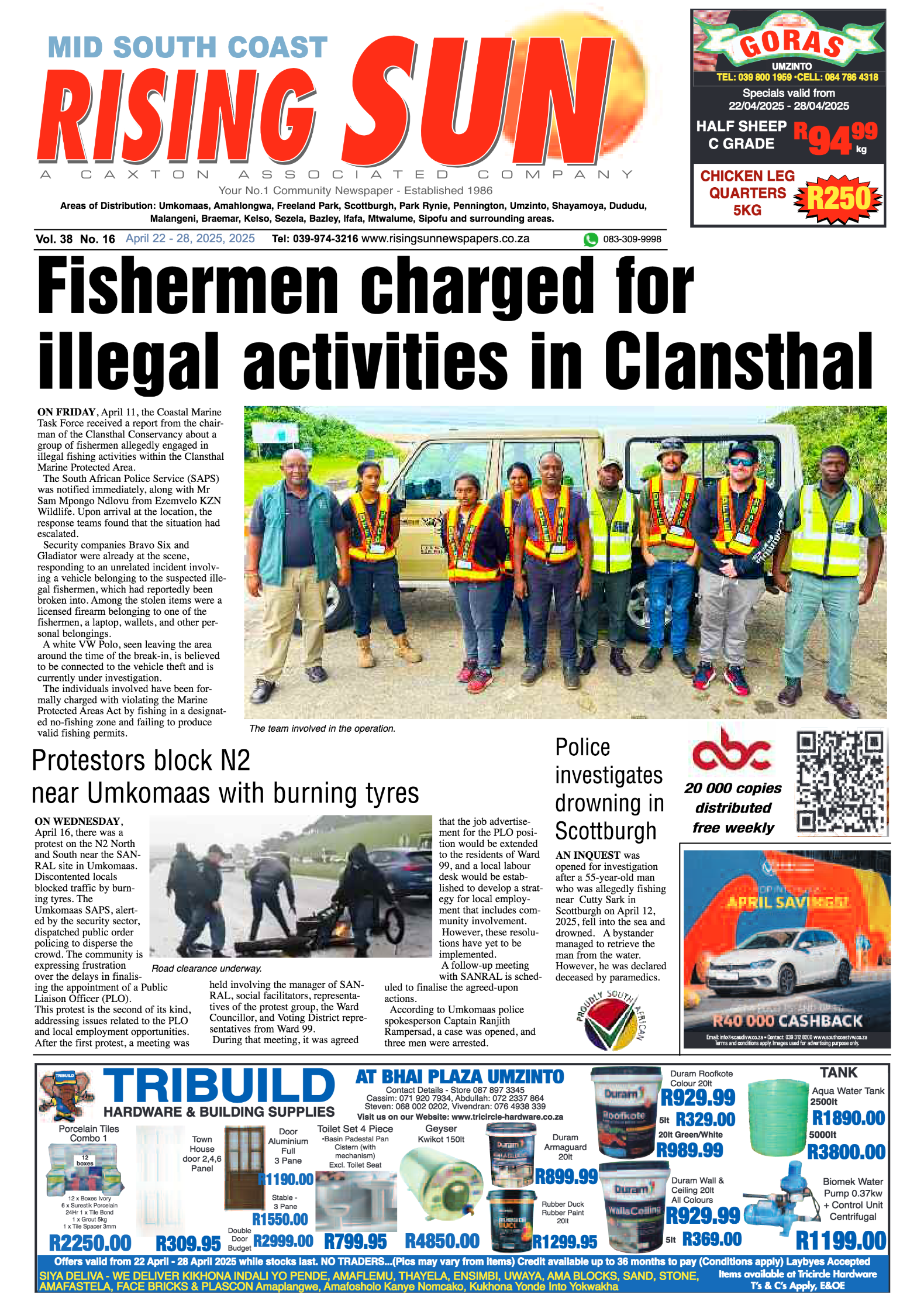 Mid South Coast Rising Sun E-Paper, April 22, 2025 page 1