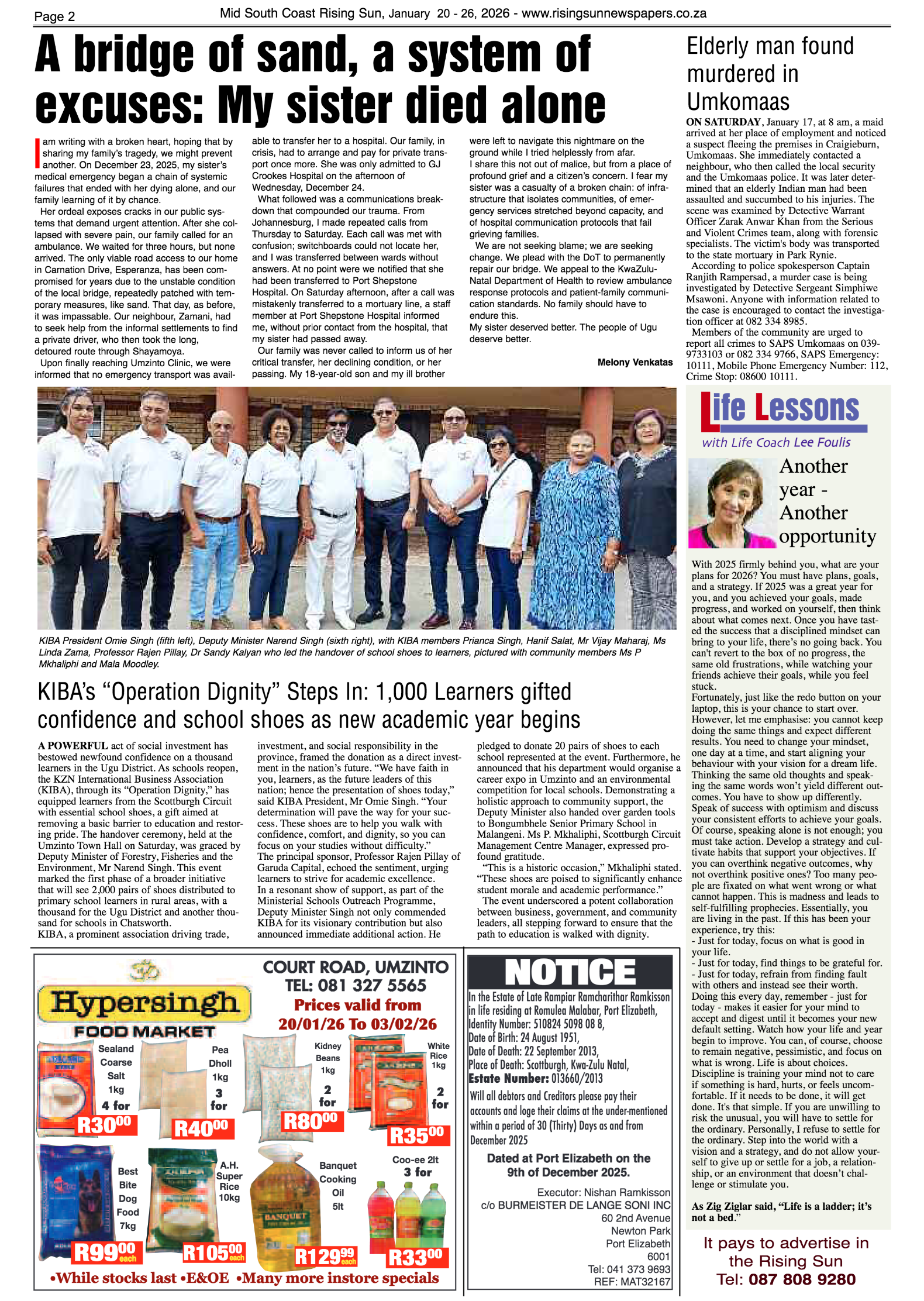 Mid South Coast Rising Sun E-Paper, January 20, 2026 page 2