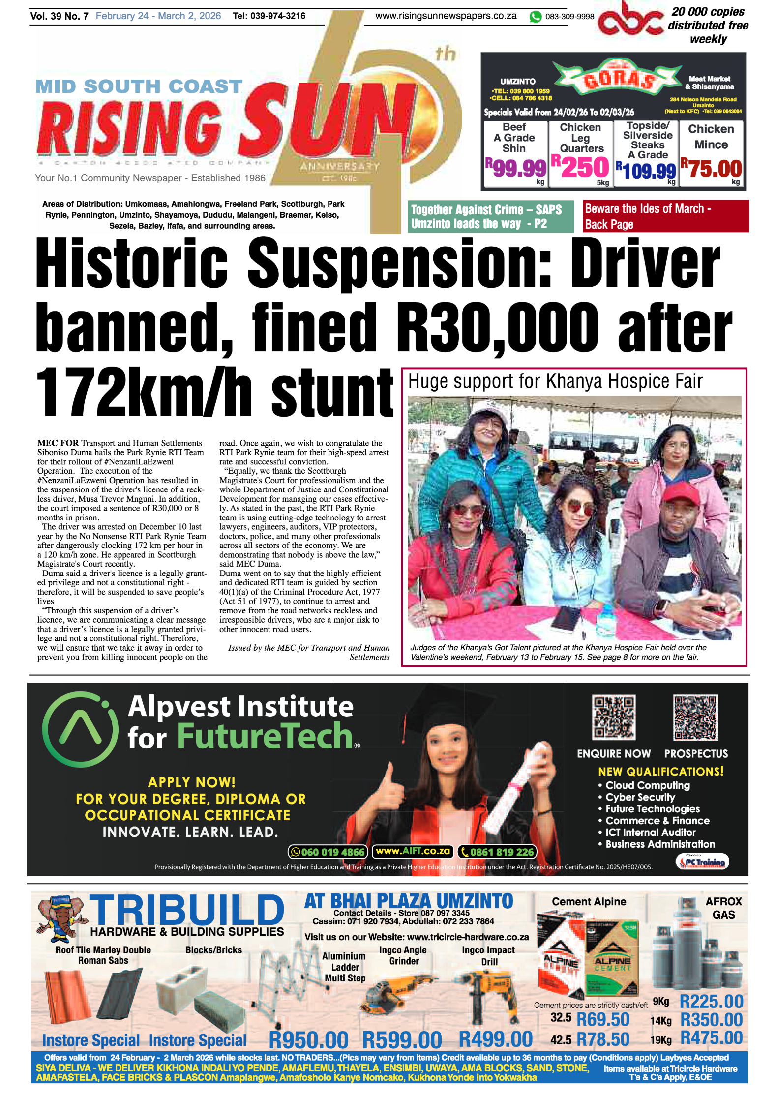 Mid South Coast Rising Sun E-Paper, February 24, 2026 page 1