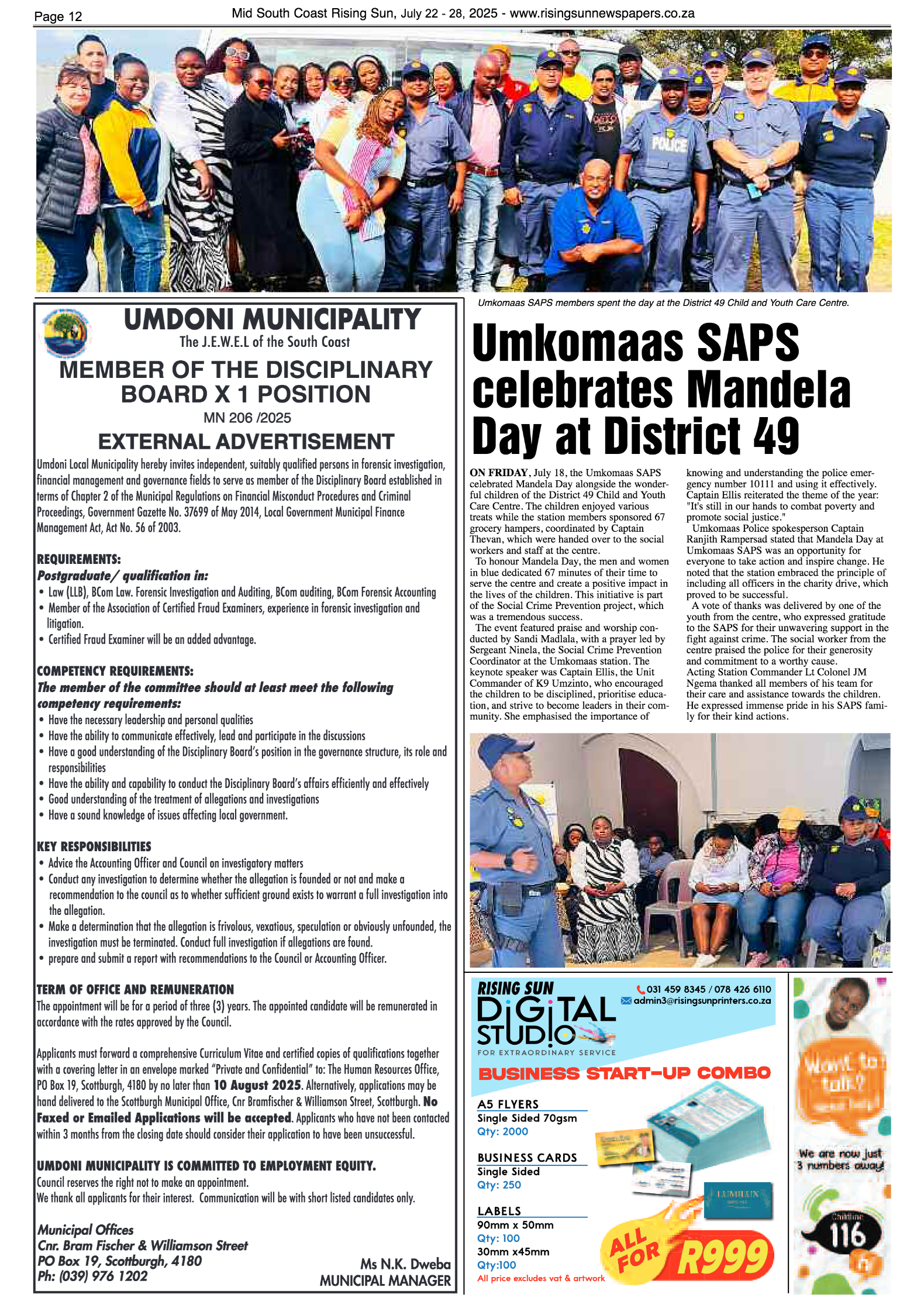 Mid South Coast Rising Sun E-Paper, July 22, 2025 page 12