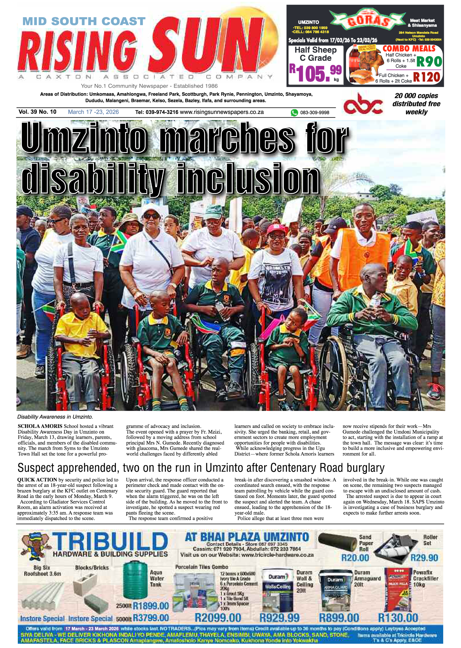 Mid South Coast Rising Sun E-Paper, March 17, 2026 page 1