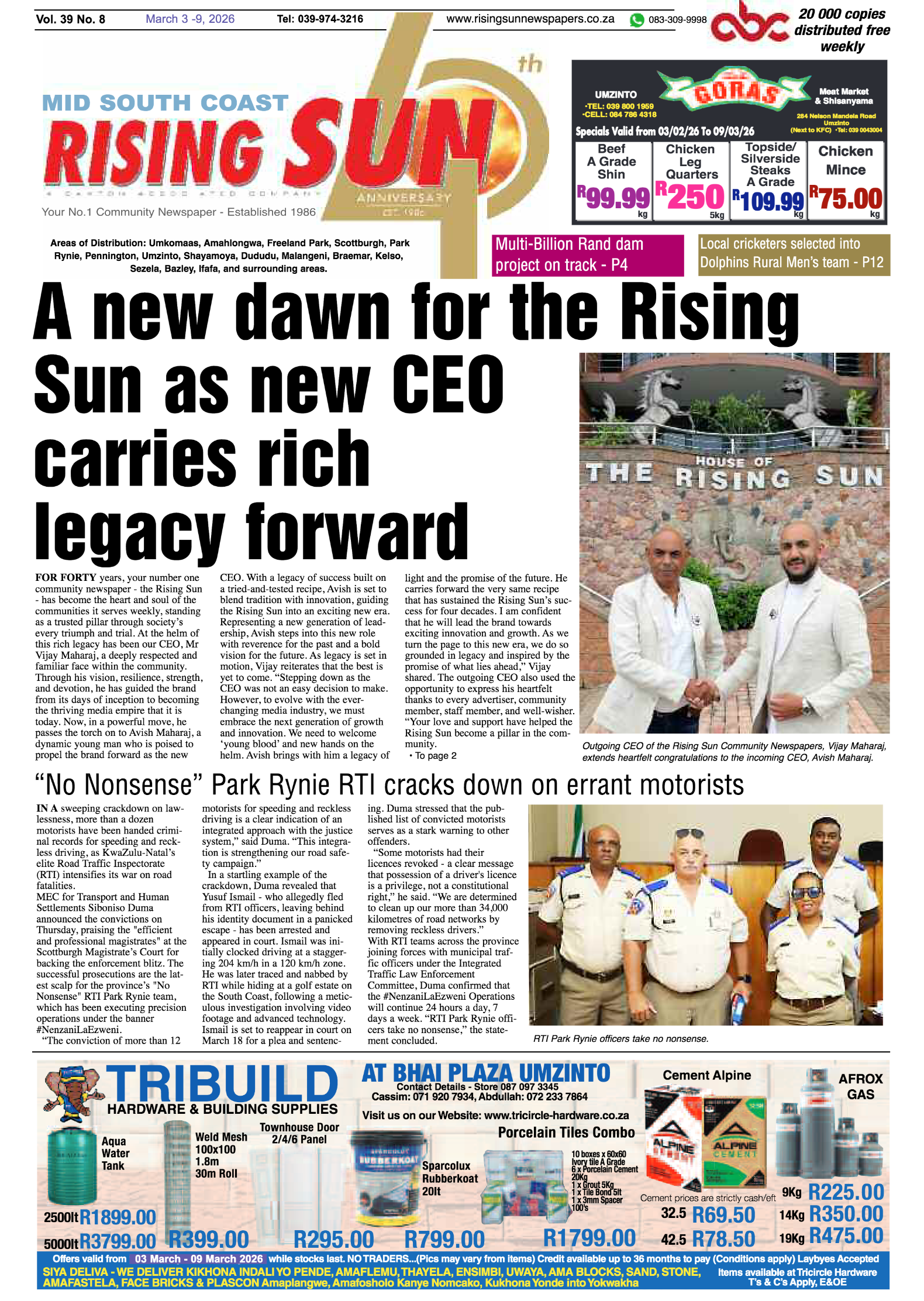 Mid South Coast Rising Sun E-Paper, March 3, 2026 page 1