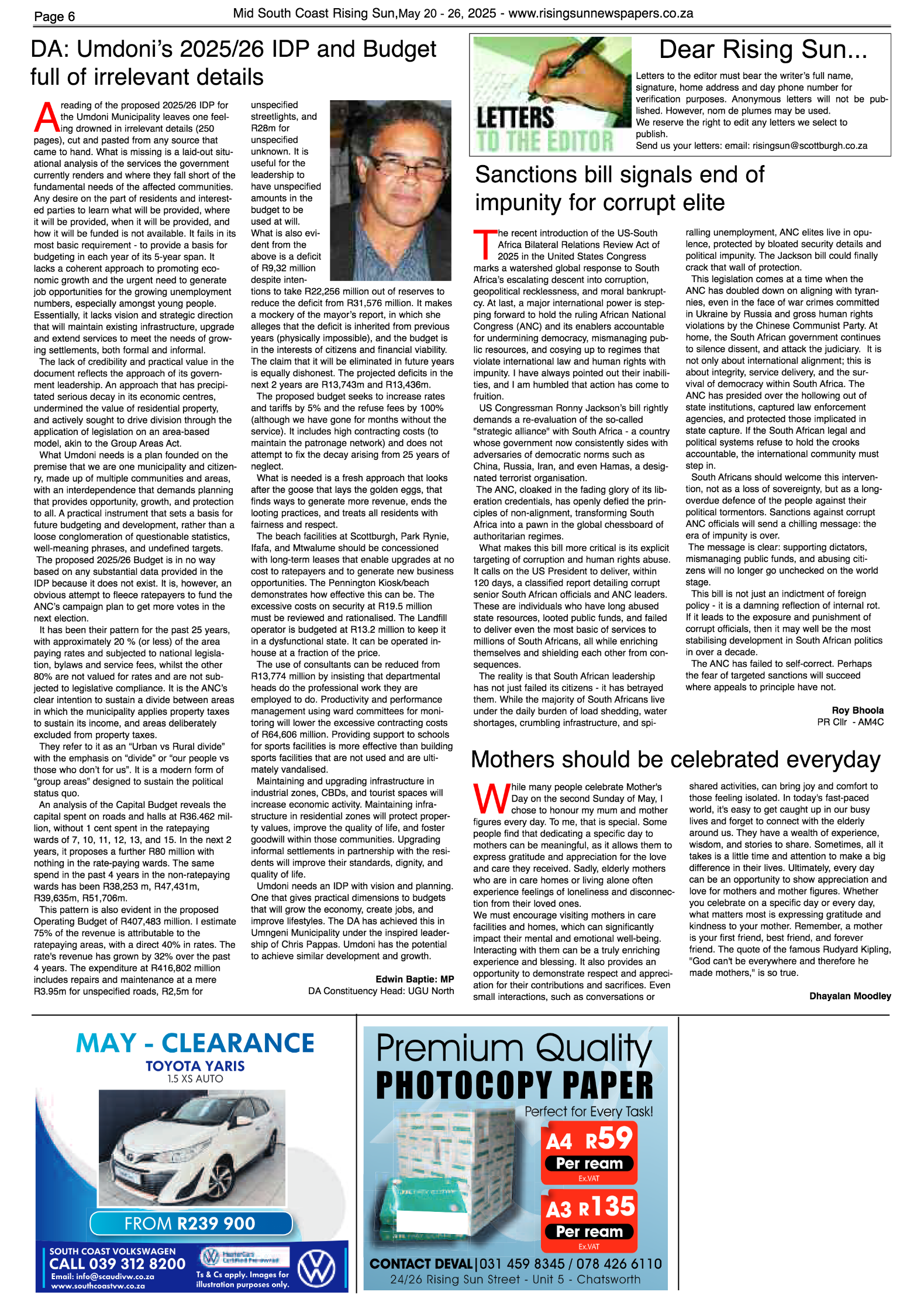 Mid South Coast Rising Sun E-Paper, May 20, 2025 page 6