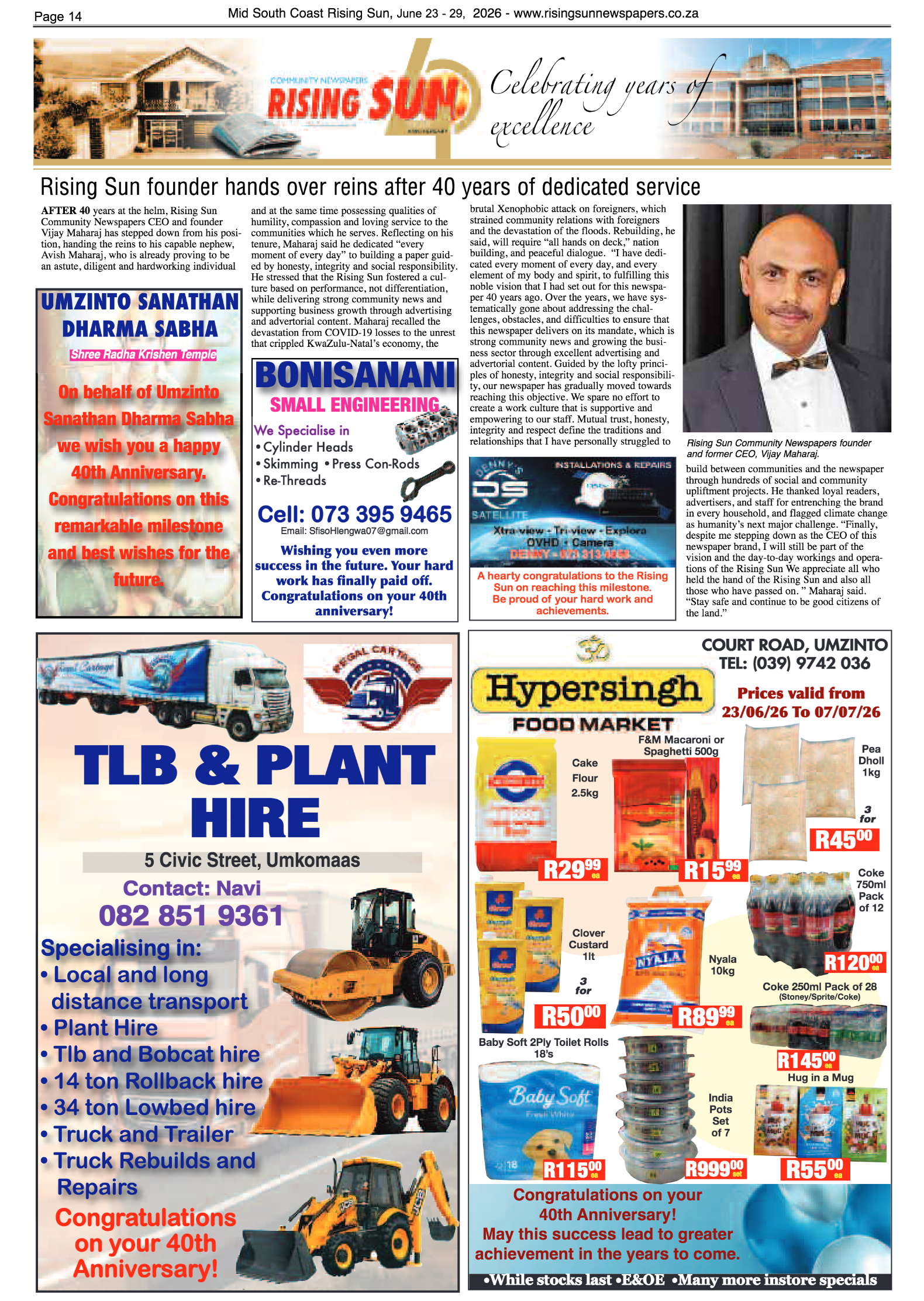 Mid South Coast Rising Sun E-Paper, June 23, 2026 page 14